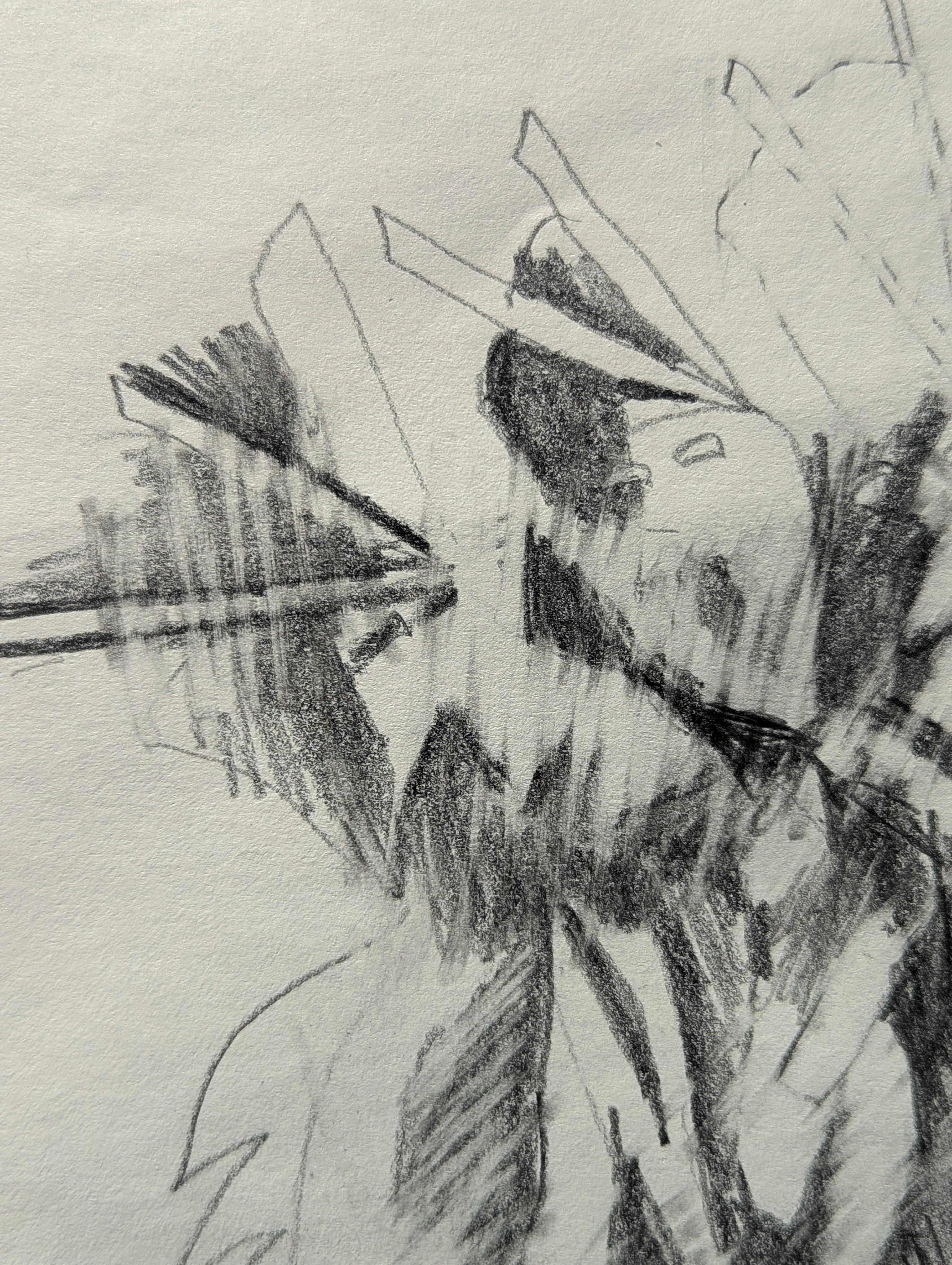 Disegno figurativo astratto moderno di ispirazione Santa Fe, New Mexico, in bianco e nero in vendita 2