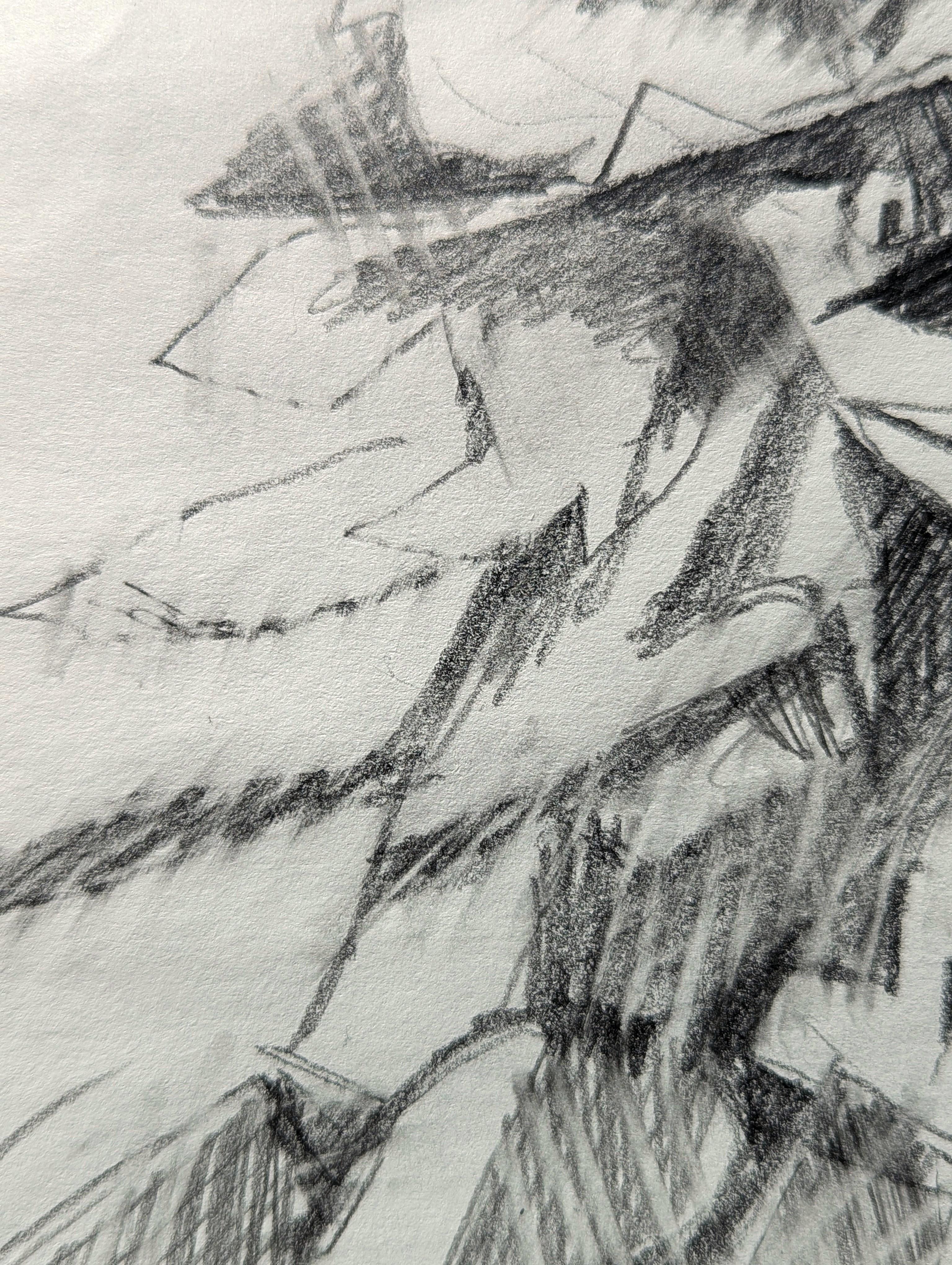 Disegno figurativo astratto moderno di ispirazione Santa Fe, New Mexico, in bianco e nero in vendita 4