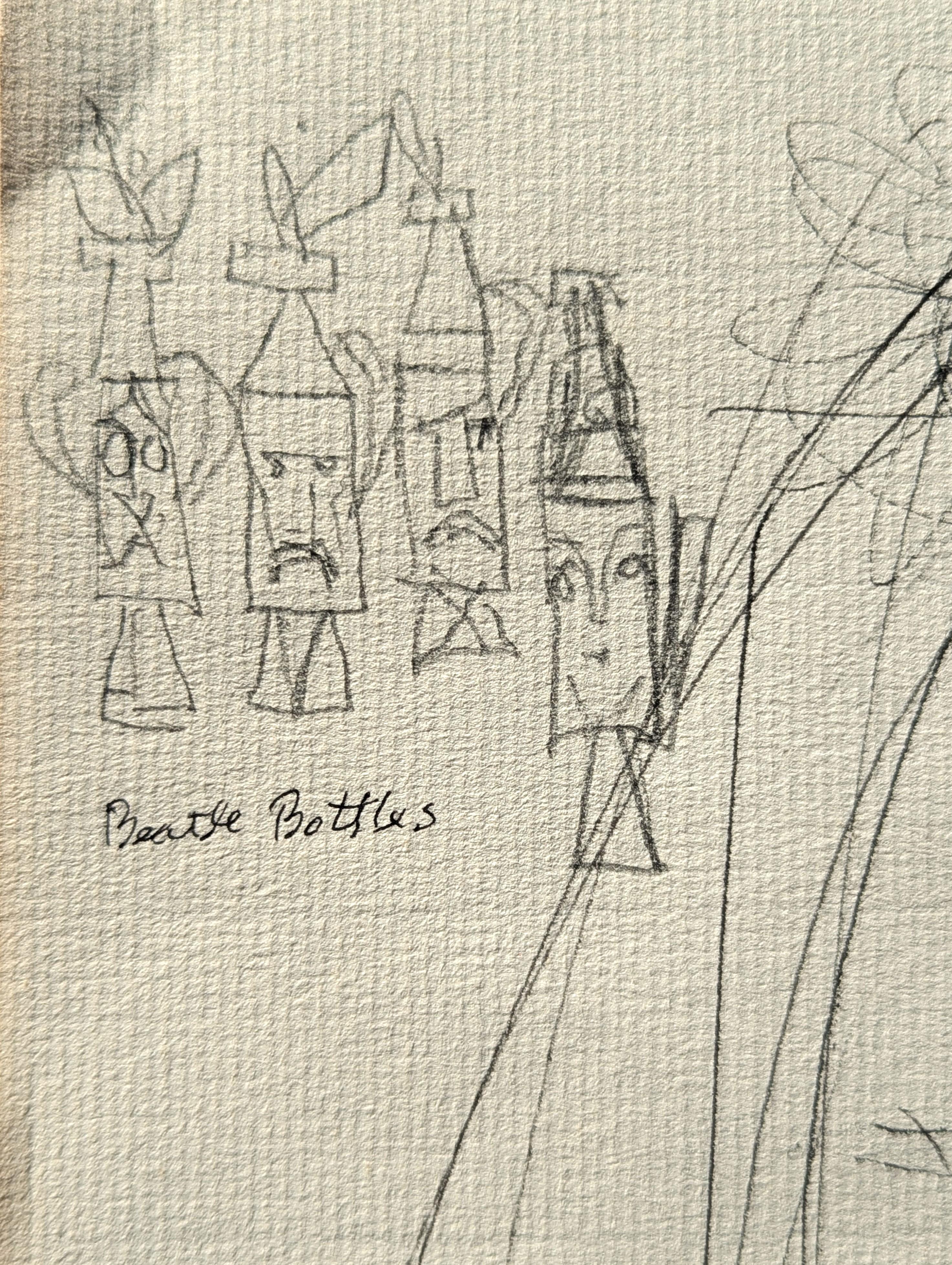 Early Modern Black & White Abstract Still Life & Vases Drawing Studies For Sale 3