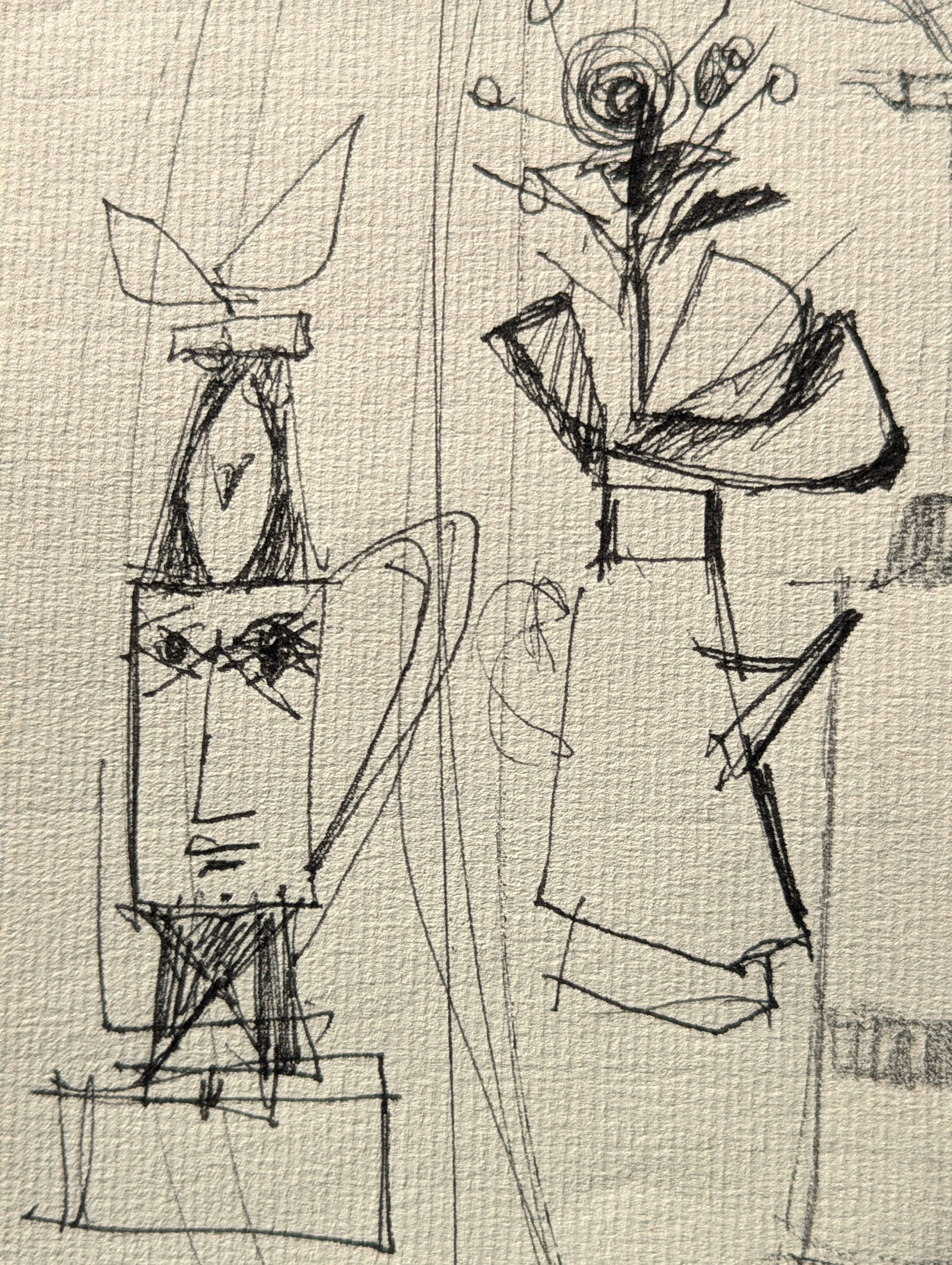 Early Modern Black & White Abstract Still Life & Vases Drawing Studies For Sale 4