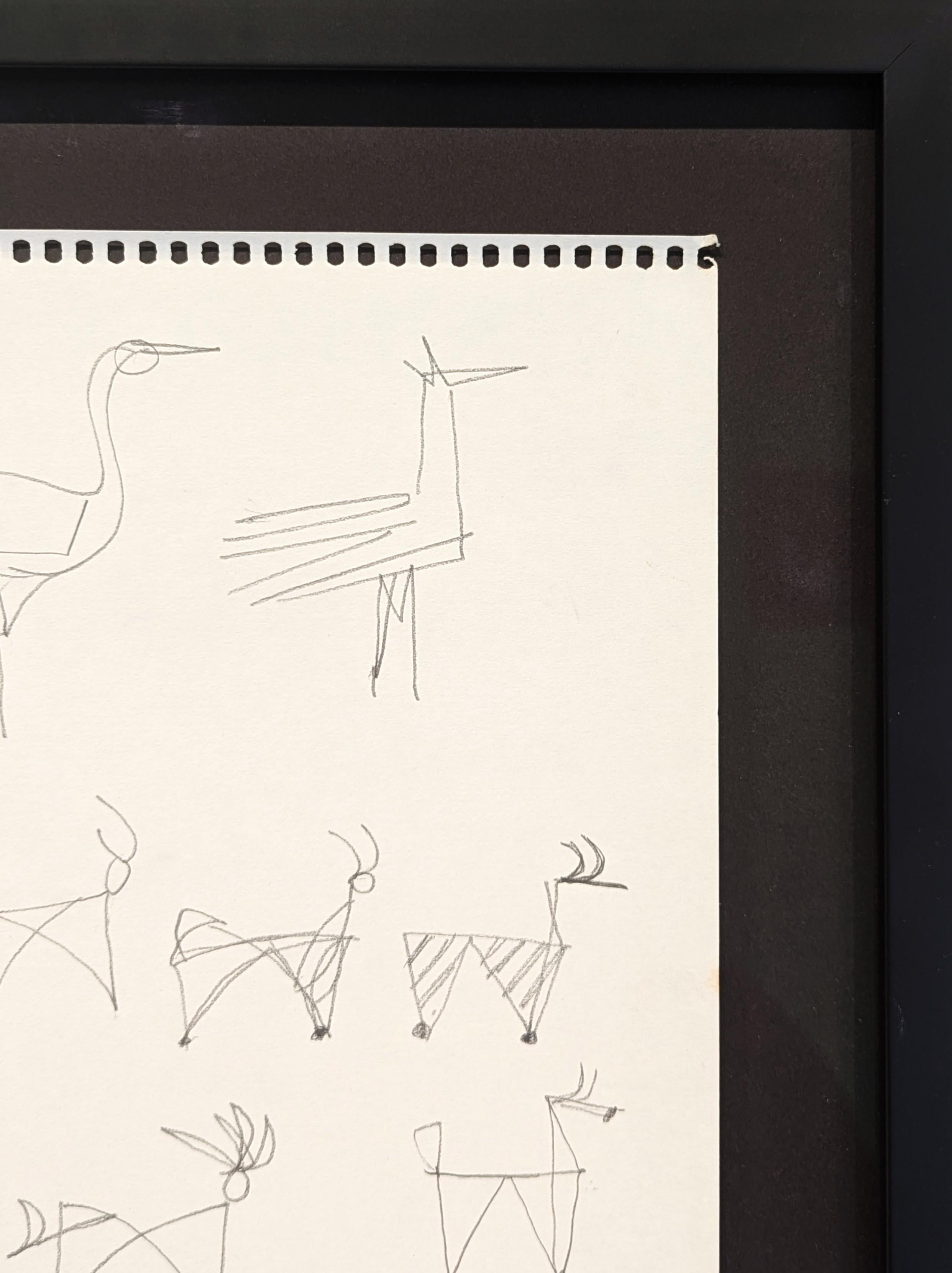Esquisse moderne en noir et blanc réalisée par l'artiste emblématique de Whiting, David Adickes. Tiré d'une collection de carnets de croquis jamais découverts, ce travail permet de jeter un coup d'œil derrière le rideau de sa prolifique carrière.