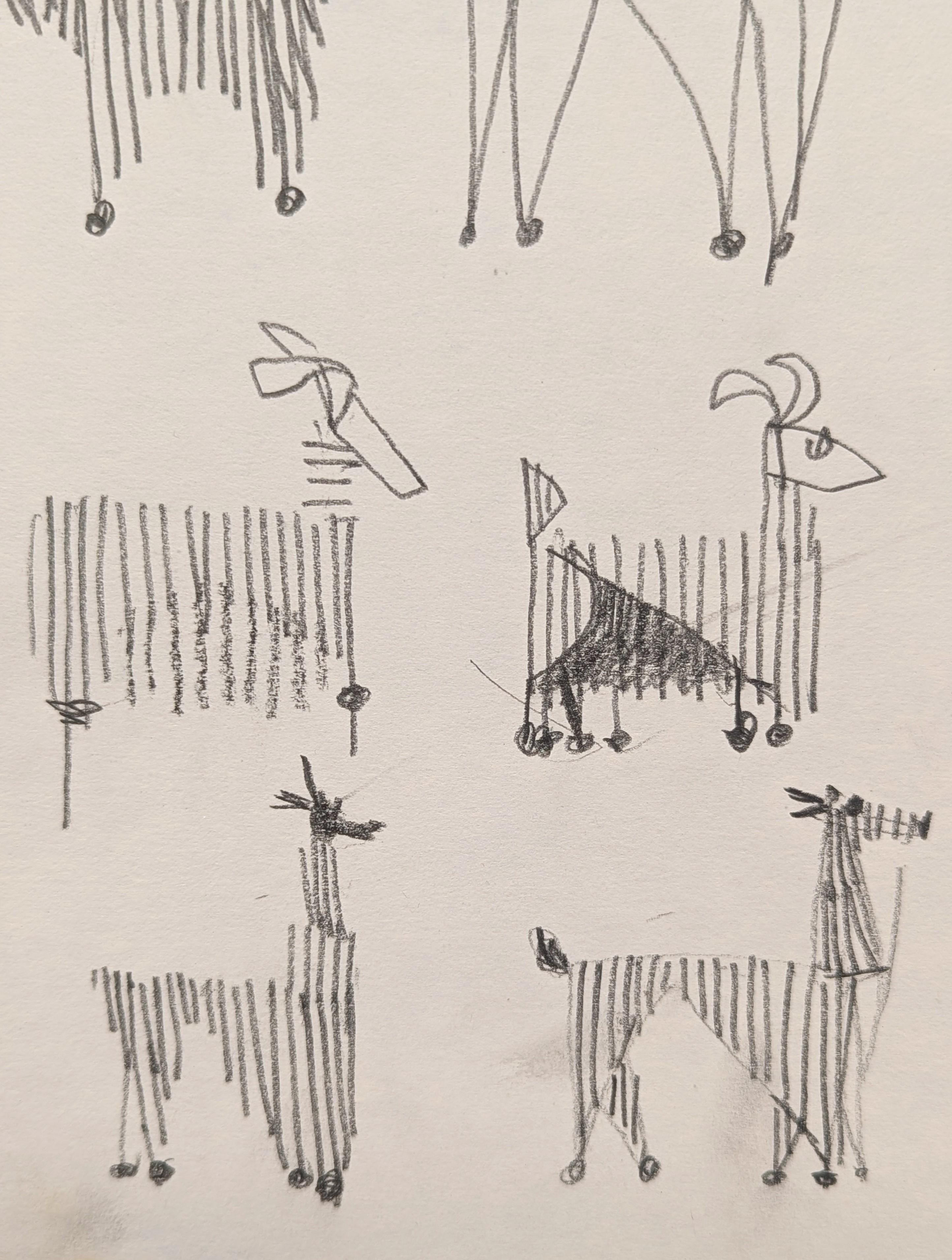 Dessin abstrait en noir et blanc d'animaux et d'oiseaux encadré The Modernity en vente 3