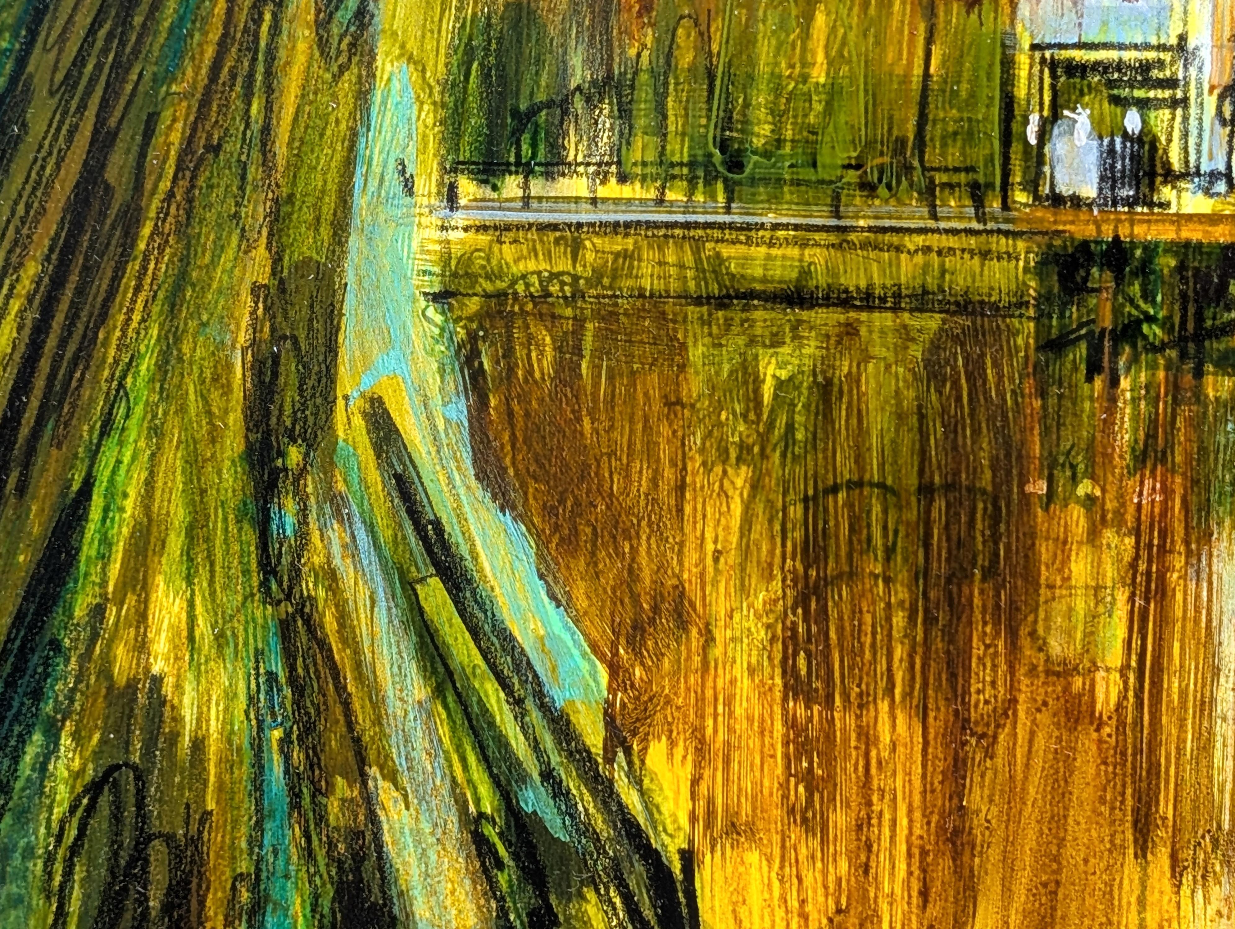 Frühe texanische moderne warmtonige Landschaft einer Ölraffinerie in einer Sumpflandschaft im Angebot 5