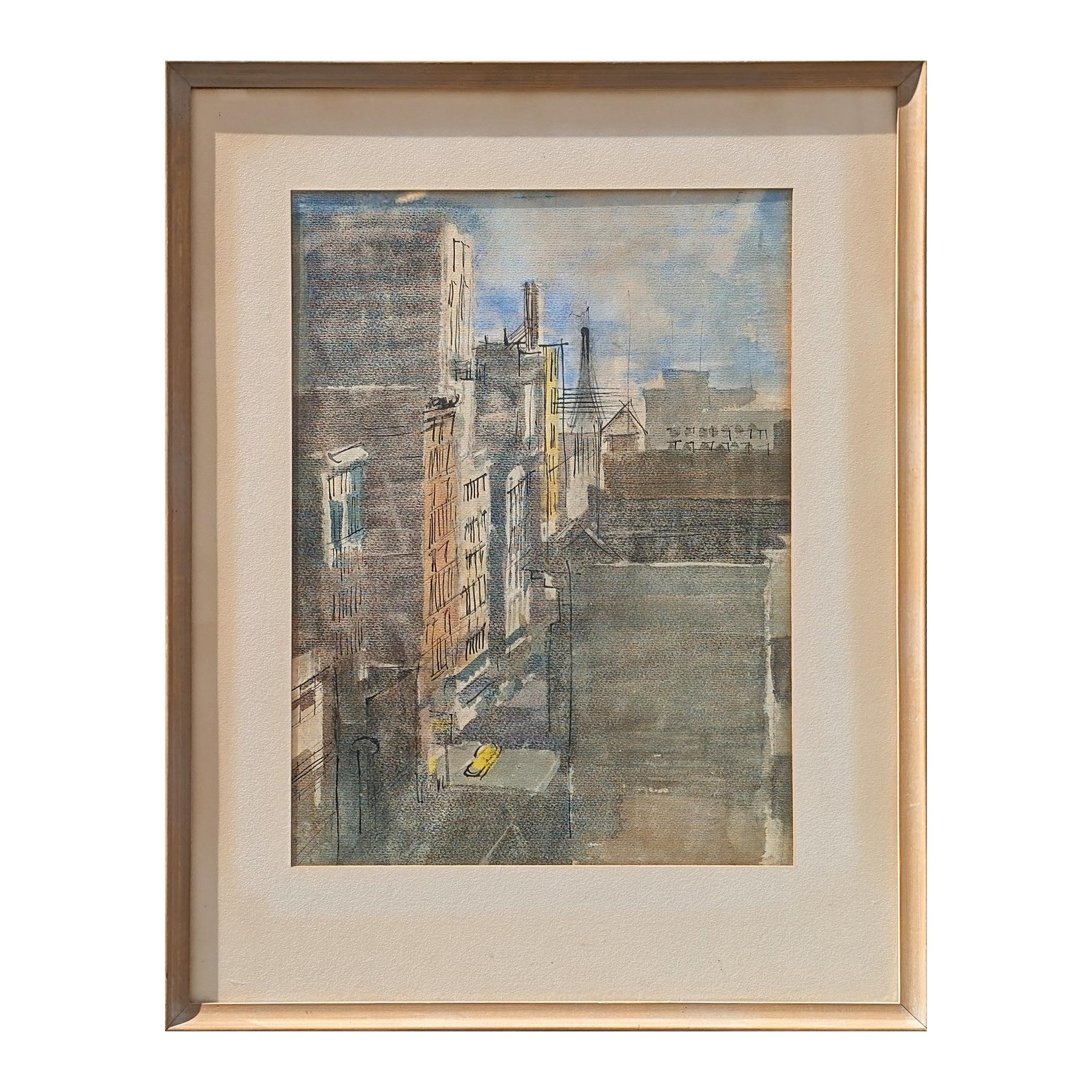 Paisaje en acuarela de principios de la Edad Moderna del centro de San Francisco - Painting de Edsel Cramer