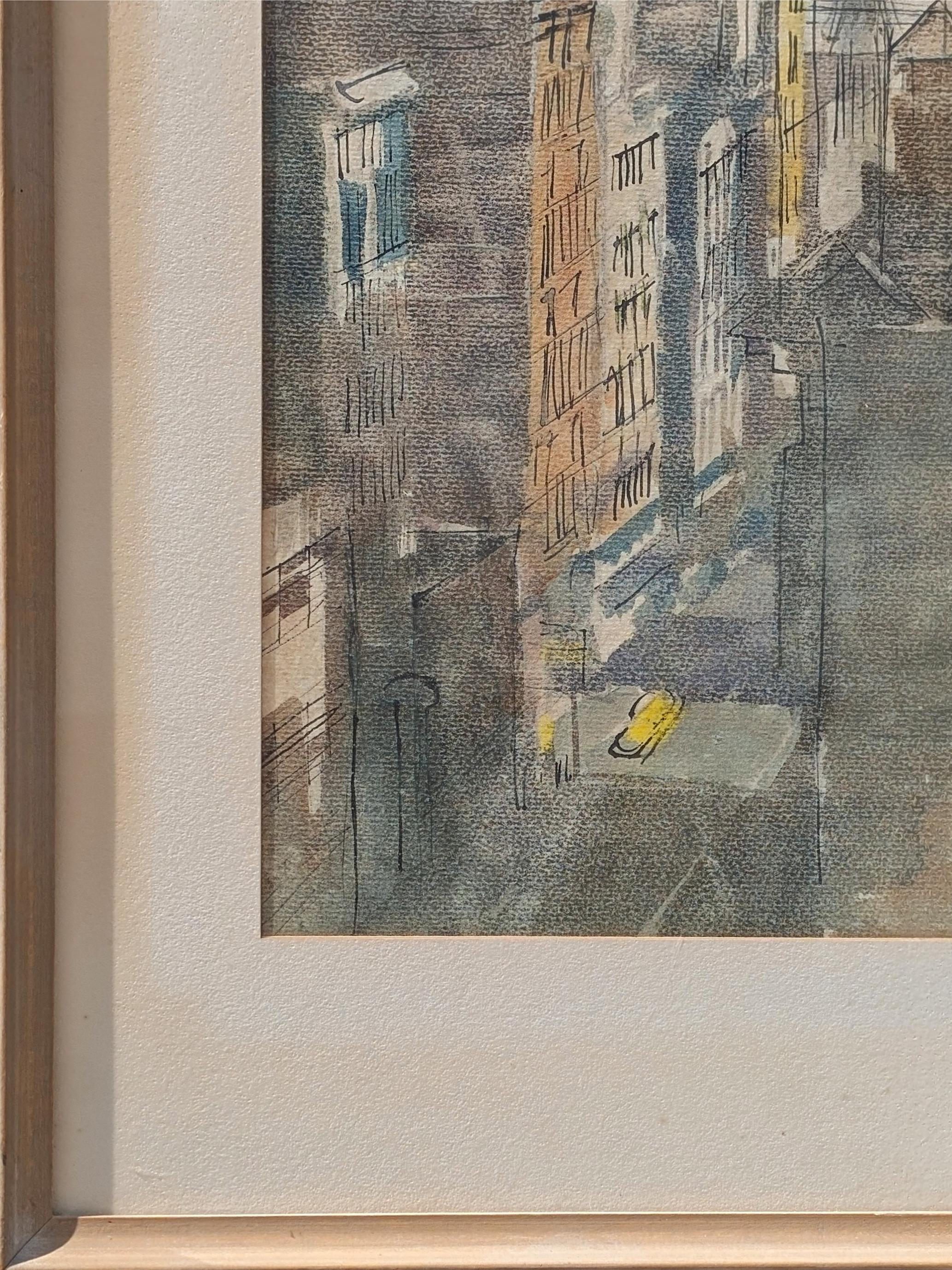 Paisaje en acuarela de principios de la Edad Moderna del centro de San Francisco en venta 1