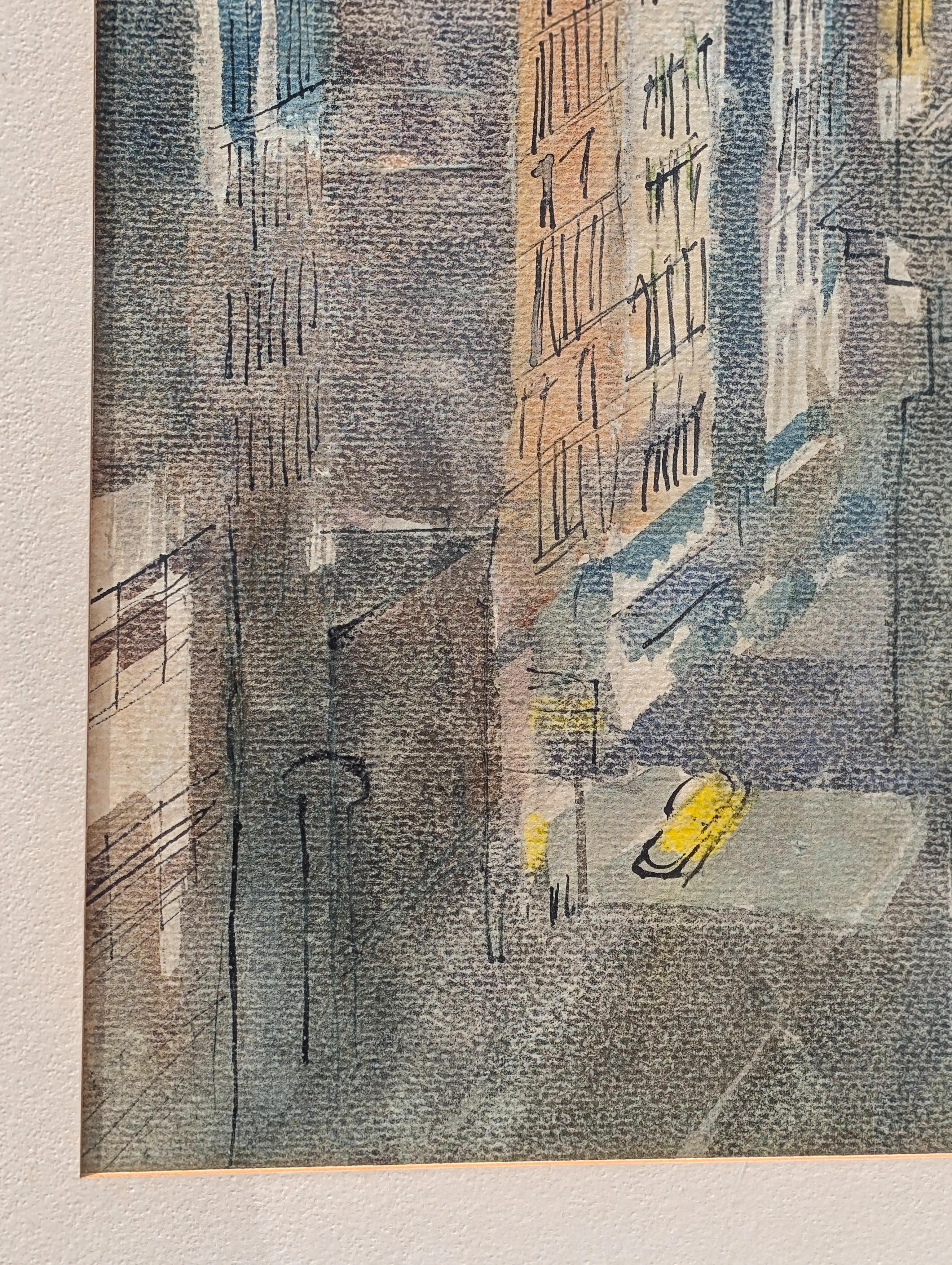 Paisaje en acuarela de principios de la Edad Moderna del centro de San Francisco en venta 2