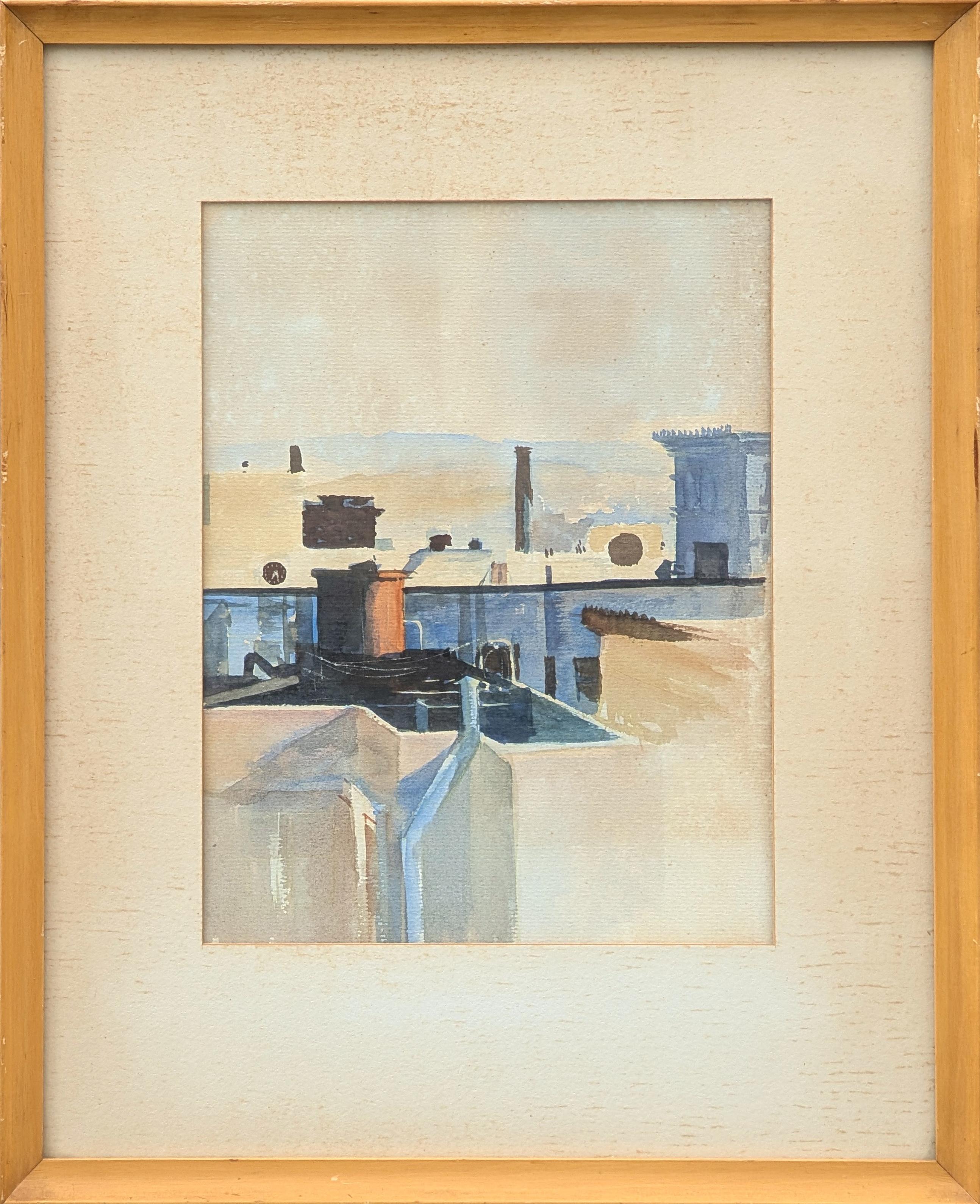 Aquarelle du début de l
ère moderne Paysage de bâtiments dans le centre de San Francisco