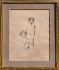 Lucas Johnson - "Figuras Dos y Tres" Dibujo figurativo moderno a lápiz en blanco y negro "Figuras Dos y Tres" Dibujo figurativo moderno a lápiz en blanco y negro