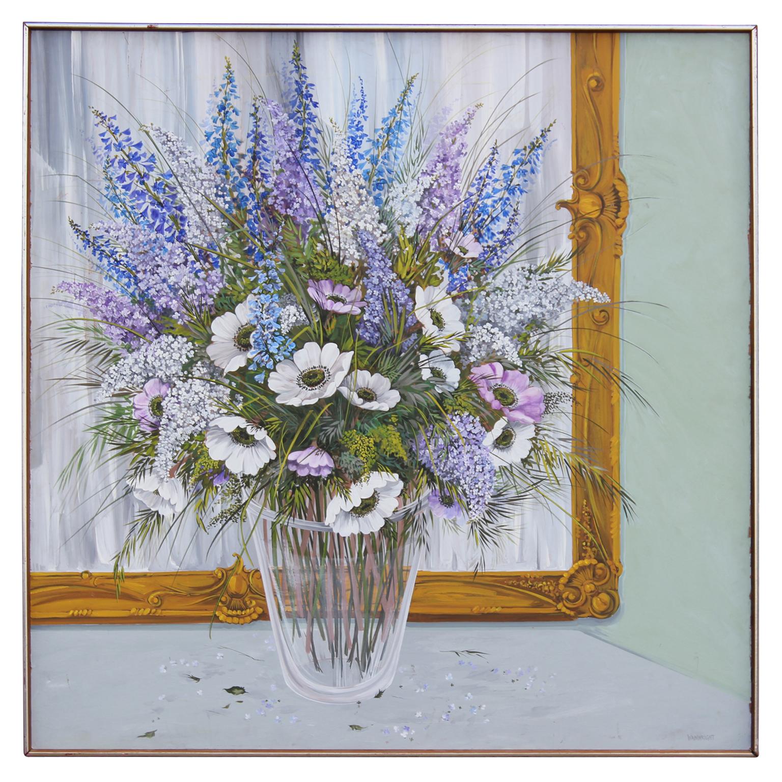 Leslie Wainwright Interior Painting - Bouquet with Lilacs Large Floral Still Life