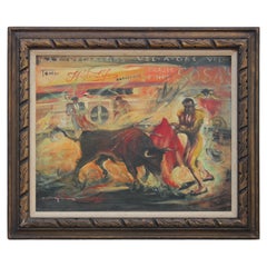 Vintage "Matador Vs. Bull" Abstract Impressionist Painting