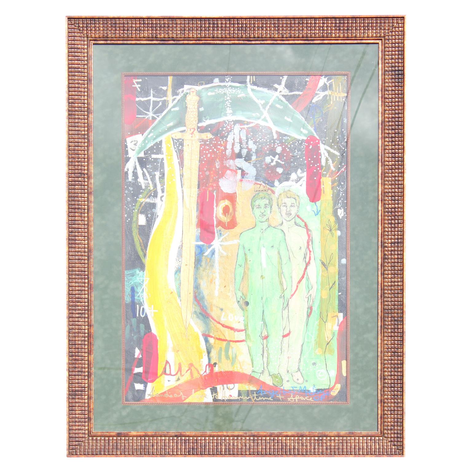 "Sands of Love" Contemporary Abstract Figurative Painting - Mixed Media Art by Angelbert Metoyer