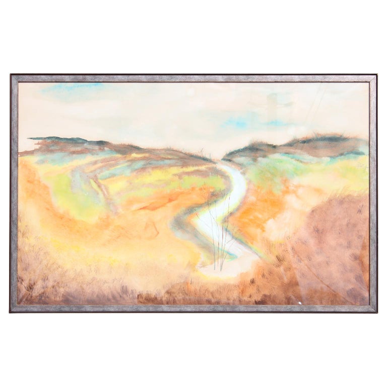 Lamar Briggs Landscape Art - Large Watercolor Impressionist Galveston, Texas Landscape