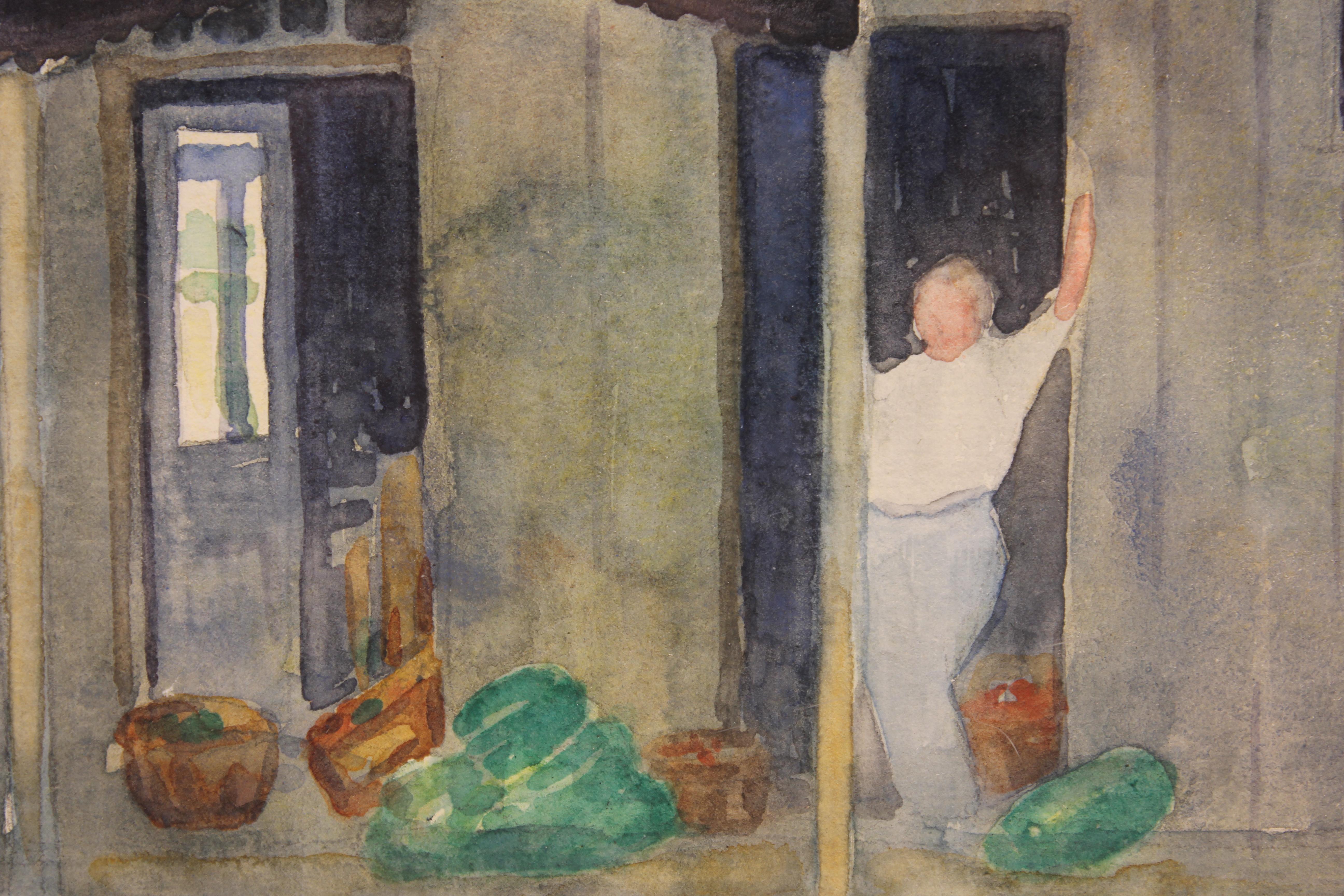 L. J. Dailey, San Marcos, TX Landscape Watercolor Store Front Painting - American Realist Art by Ralph D. McLellan