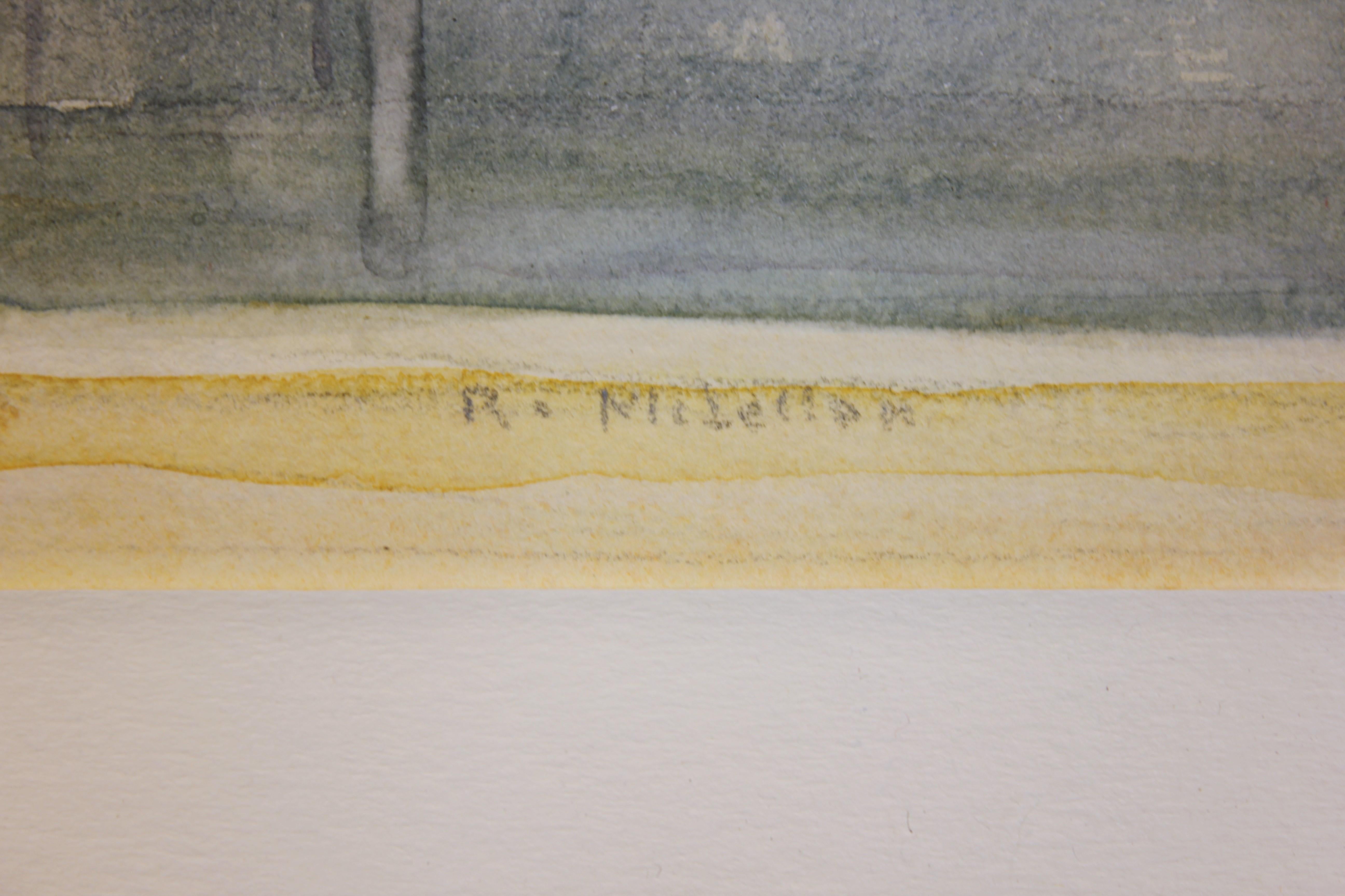 L. J. Dailey, San Marcos, TX Landscape Watercolor Store Front Painting - Gray Landscape Art by Ralph D. McLellan