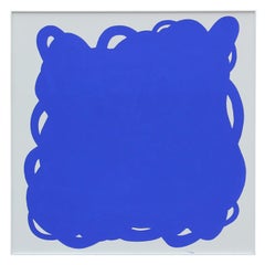 Rivvir - Large Yves Klein Blue and White Free Form Abstract