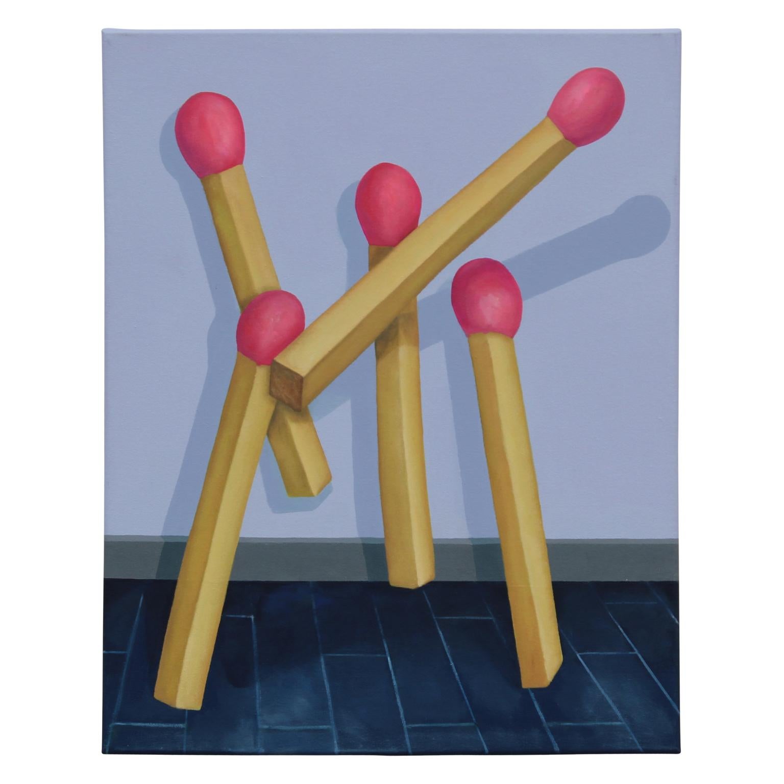 Set of four surrealist paintings by Texas artist Jenaro Goode. Oil and acrylic on canvas, circa 2018. $1800 per painting.  Paintings can be bought together as a set or individually.