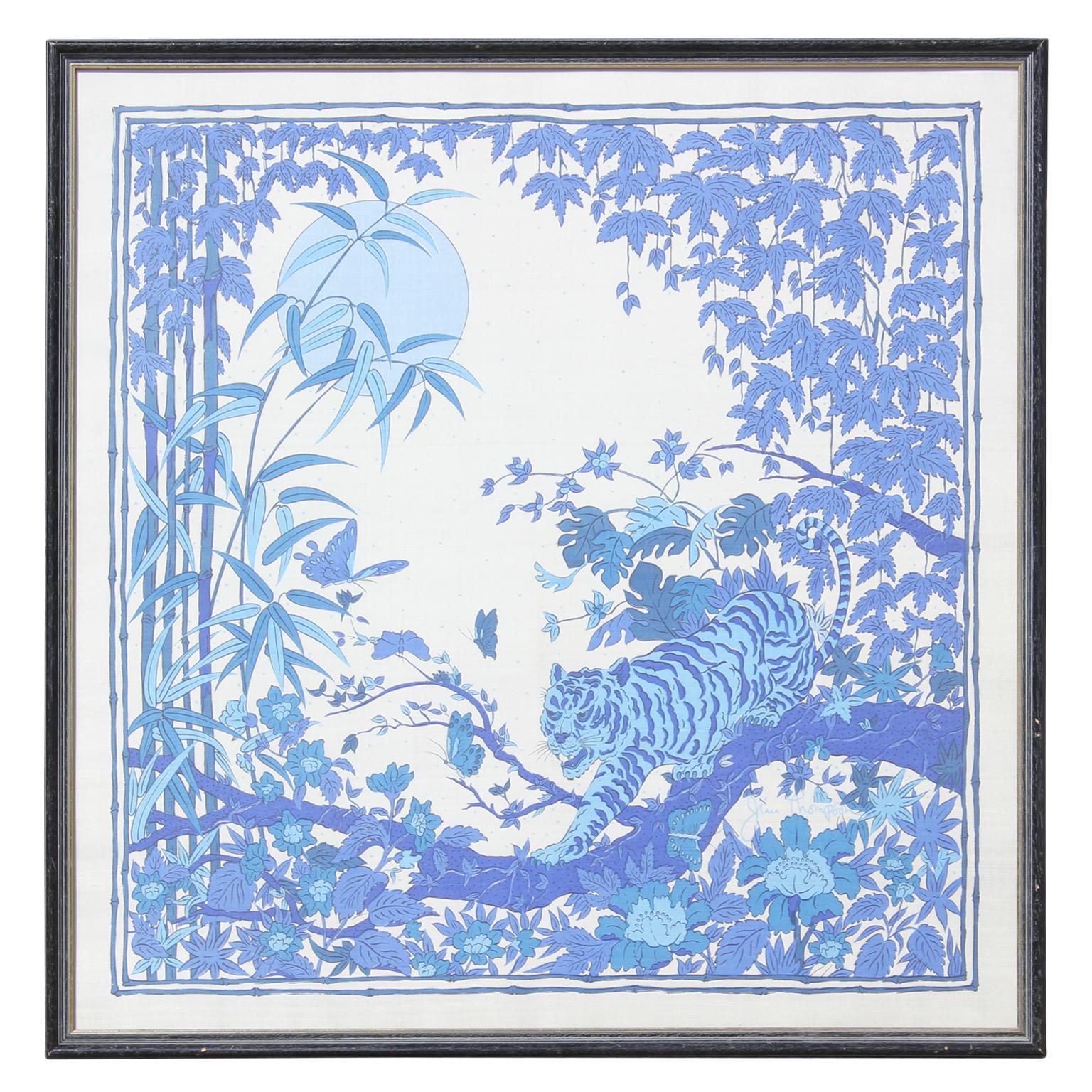 Jim Thompson Animal Print - Untitled- Blue Tiger Silk Print