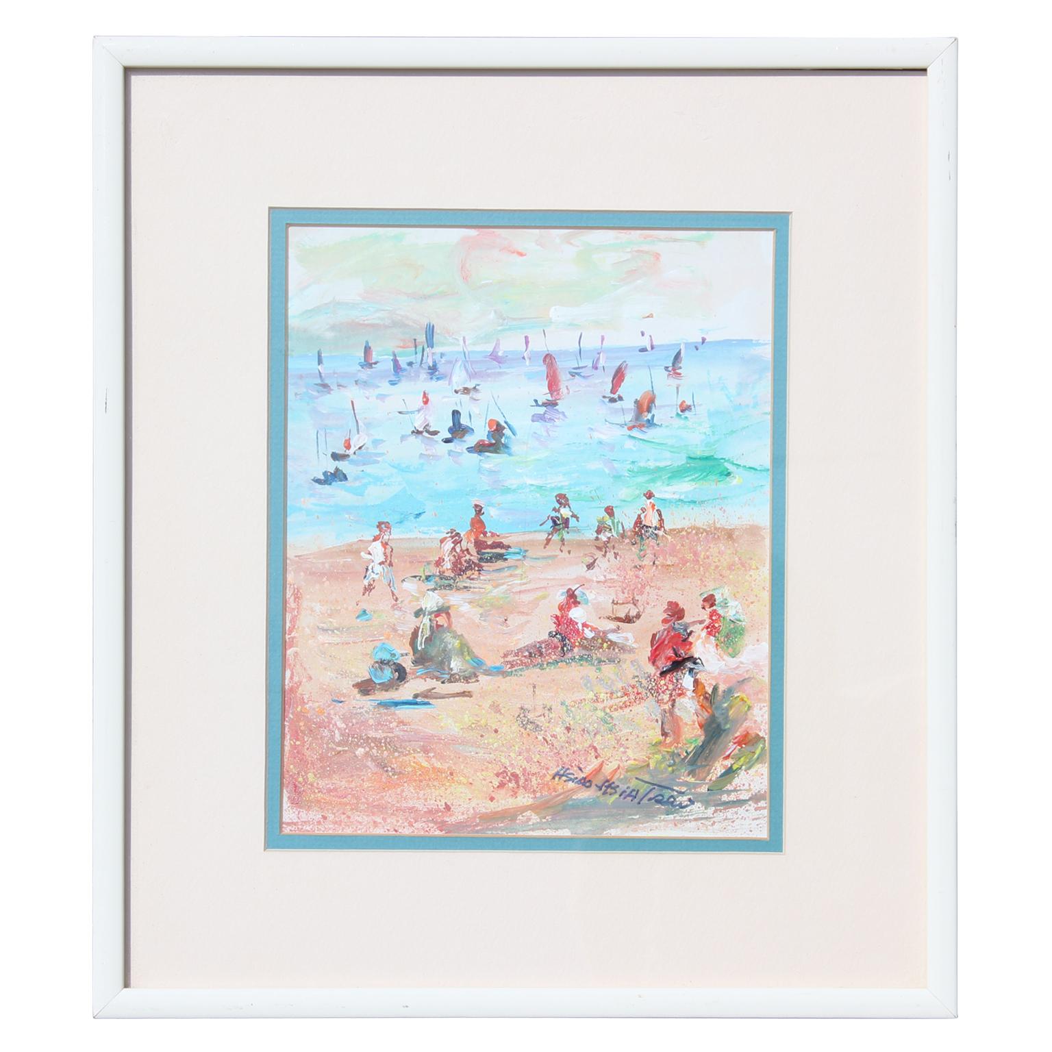 Hsiao-Hsia Tsai Hobbs Abstract Painting - Untitled- French Impressionist Inspired Seascape