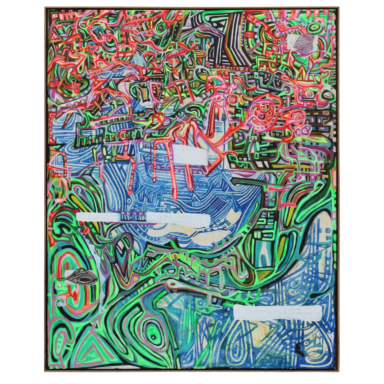 Michael Abramowitz Abstract Painting - Happy 40th Birthday Painter that Painted the Painting Plainly 1978