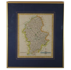 Staffordshire Hand Painted Map Engraving From "New and Correct English Atlas"