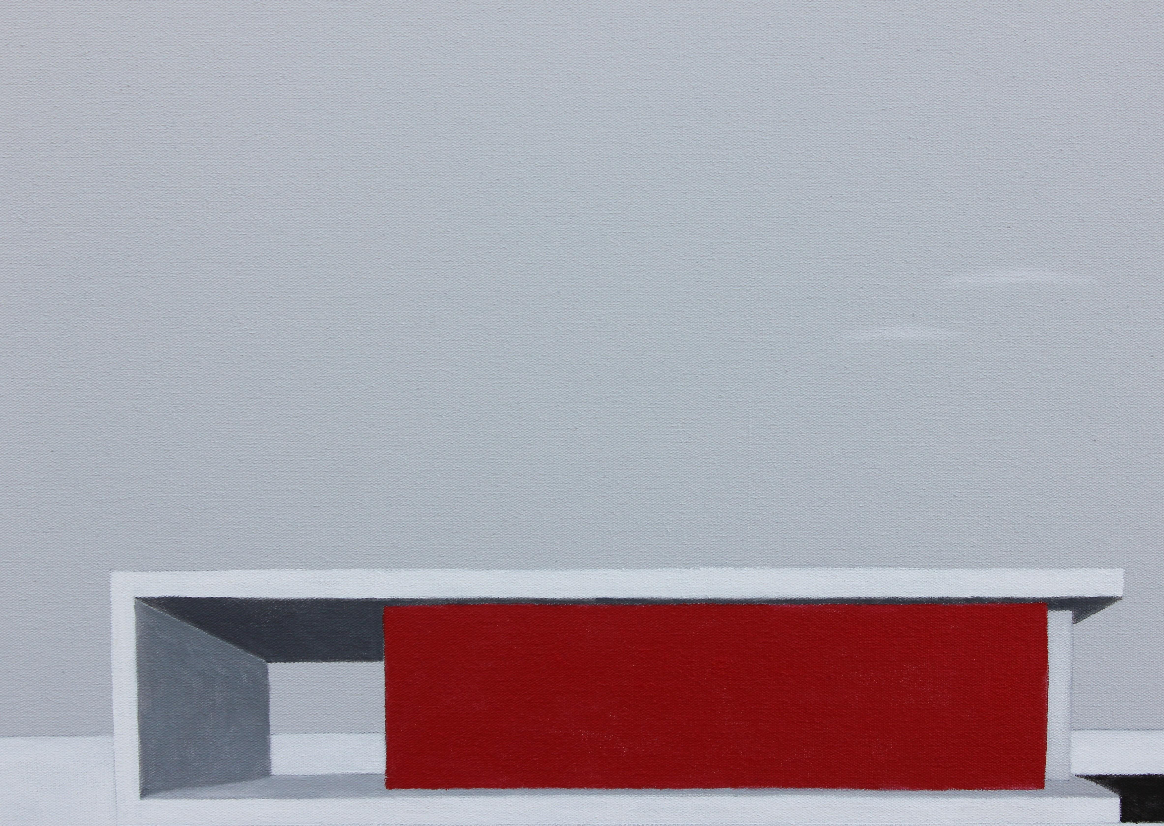 Peinture de paysage surréaliste minimaliste Ruby Wall - Painting de Scott Woodard