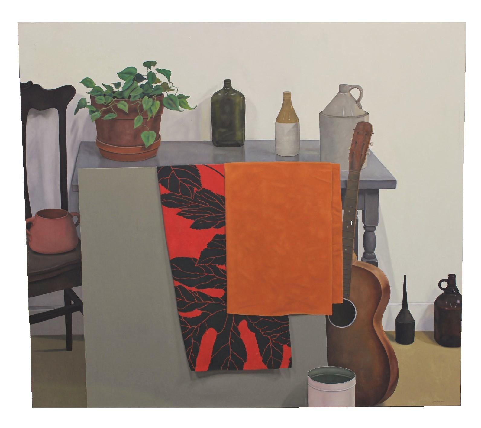 Jesse Vandenburgh Interior Painting - Interior Still Life with Guitar