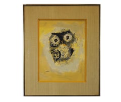 "Blinky" Yellow Toned Print of an Owl