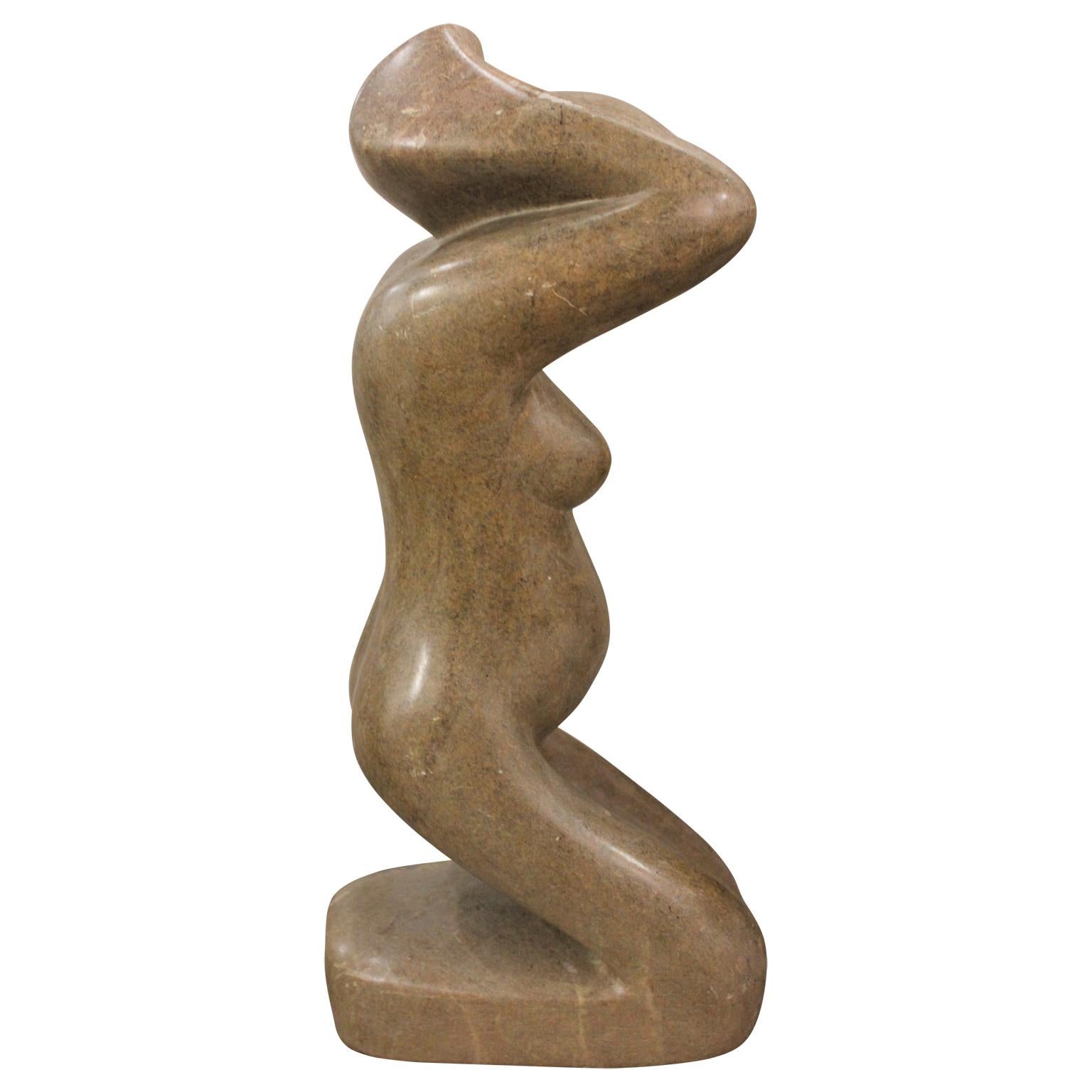 Seated Figure of a Women Stone Abstract Sculpture 