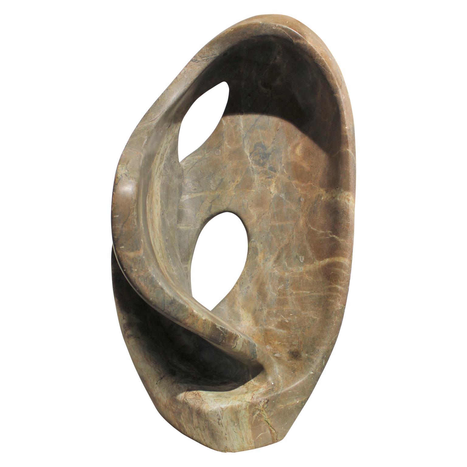 Large Organic Swirling Sculpture with Raw Natural Stone and Polished Stone 1