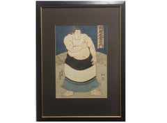 "Hibikinada Gorokichi" Bloque de madera japonés de un sumo