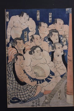 "Inazuma vs Abumatsu on the Dohyo" Sumo Wrestle Triptych