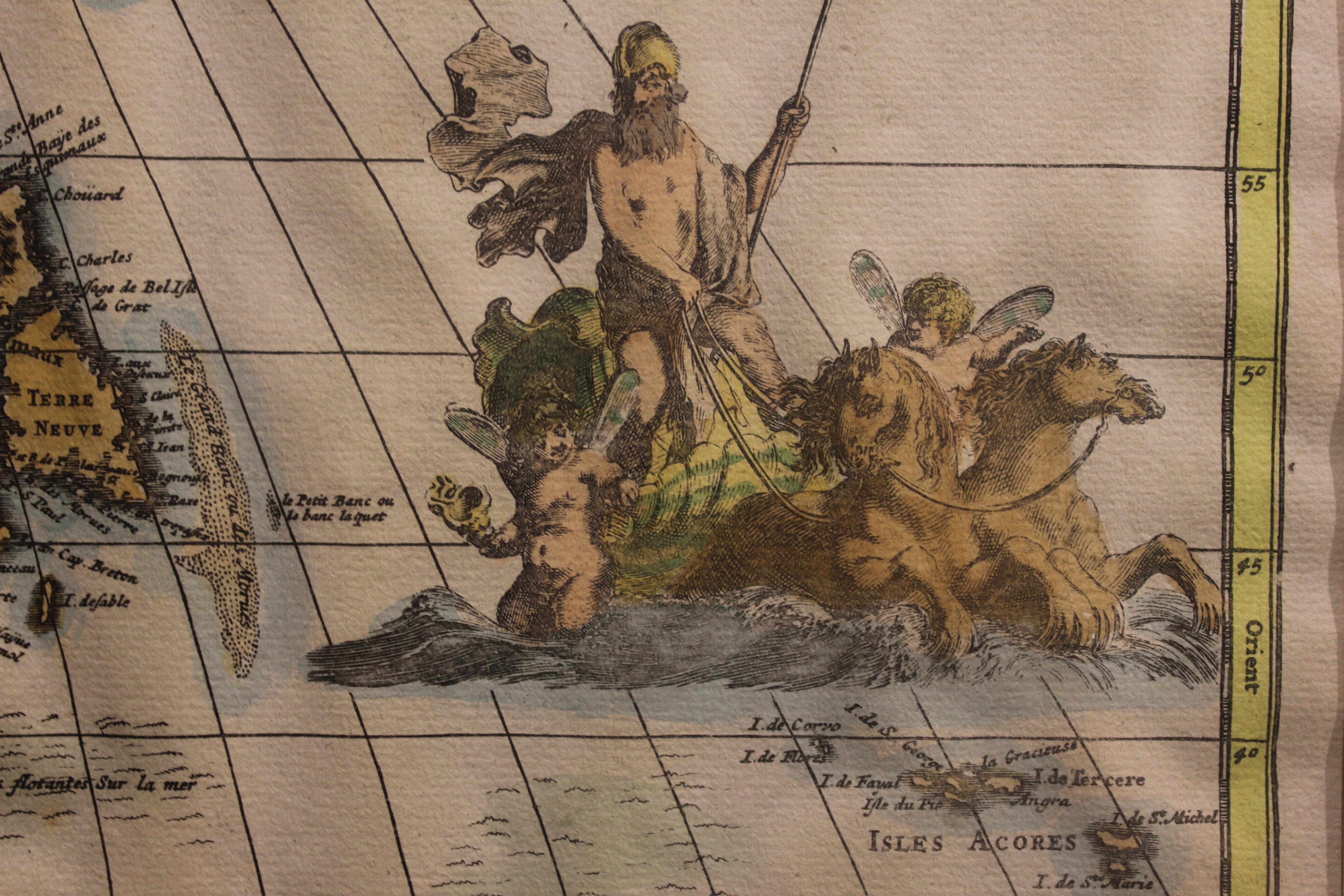 Neue, neu gestaltete Nordamerikakarte mit mythischen Figuren und Tieren im Angebot 1