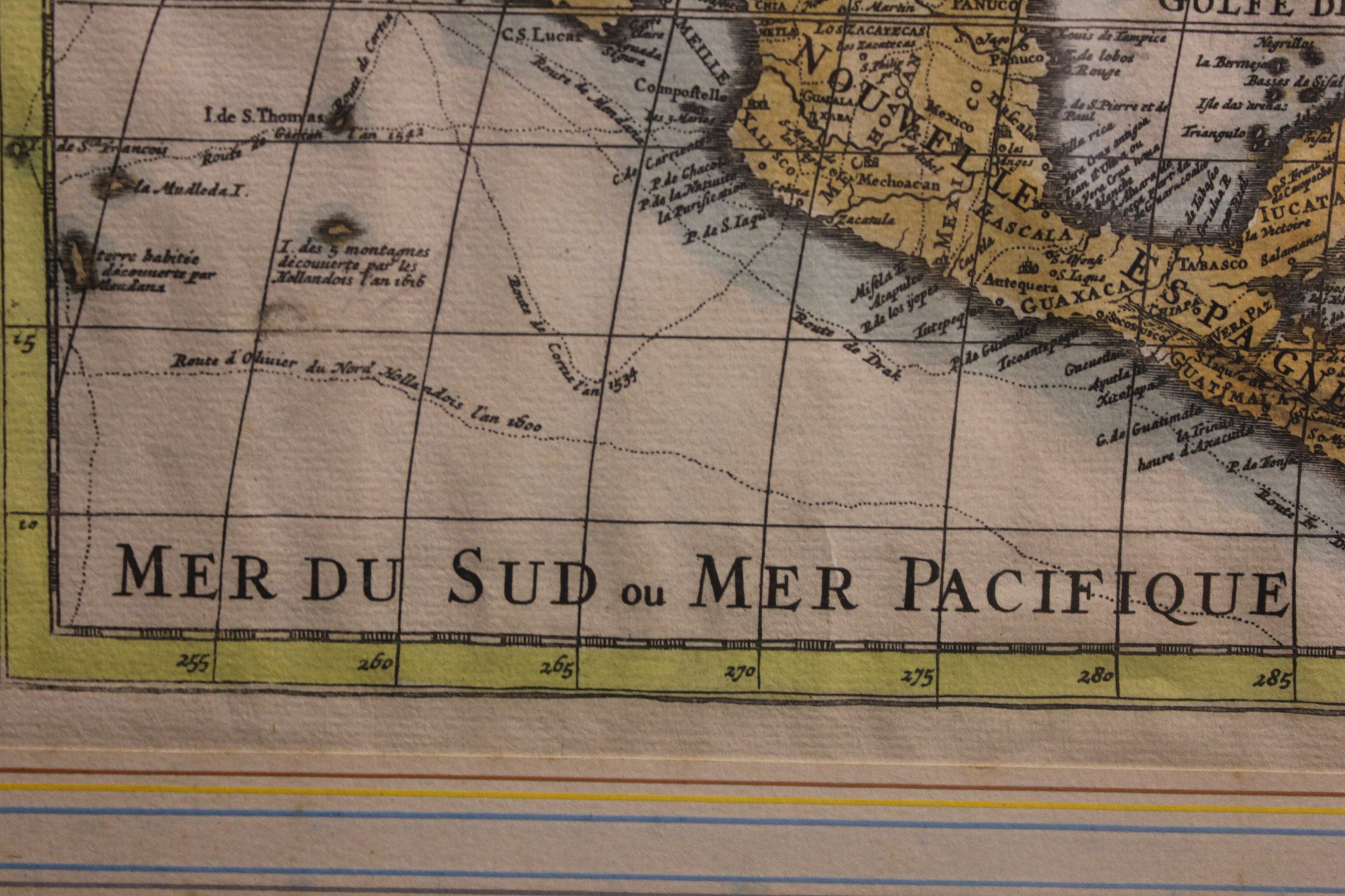 New Revised North America Map with Mythical Figures and Animals - Naturalistic Print by Chez Pierre Mortier