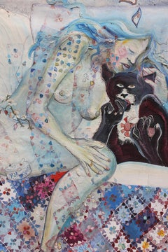 "Where are you, Thomas Cat?" Large Surrealist Painting