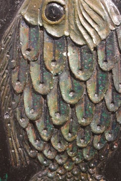 Flounder Fish Relief in Green Tones