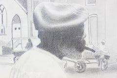 Figurative naturalistische Stadtlandschaftszeichnung