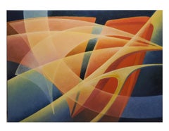 "Due pianeti che ballano" Pittura espressionista dai toni gialli e blu