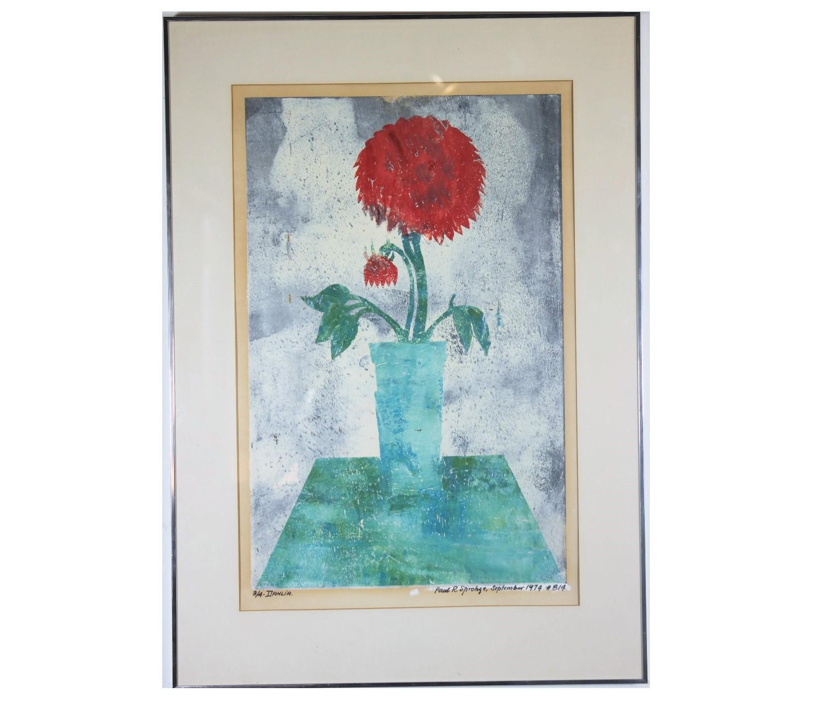 Paul Sprohge Still-Life Print - "Dahlia" Abstract Floral Still Life Edition 3 of 4
