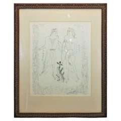 Vintage "Ero and Eurybia" Surrealist Greek Inspired Etching