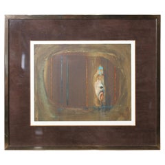 Coppia di serigrafie contemporanee in marrone e blu