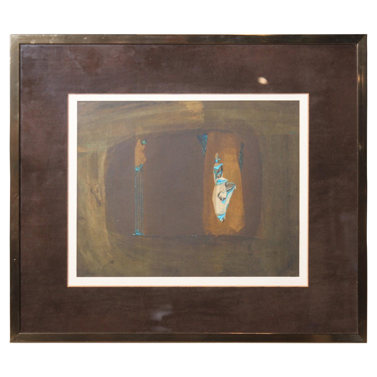 Pair of Contemporary Brown and Blue Serigraphs  For Sale 1