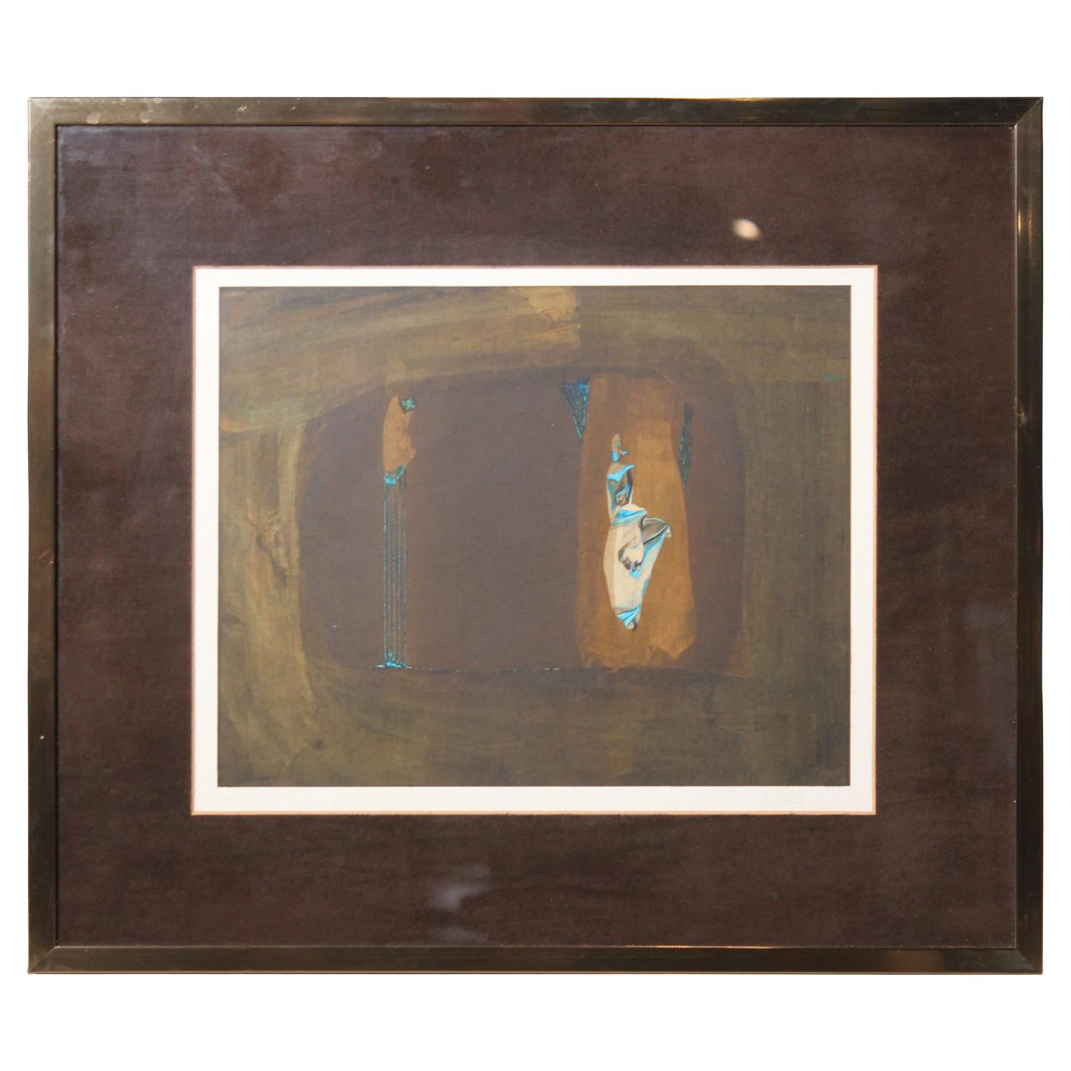 Pair of Contemporary Brown and Blue Serigraphs For Sale 1