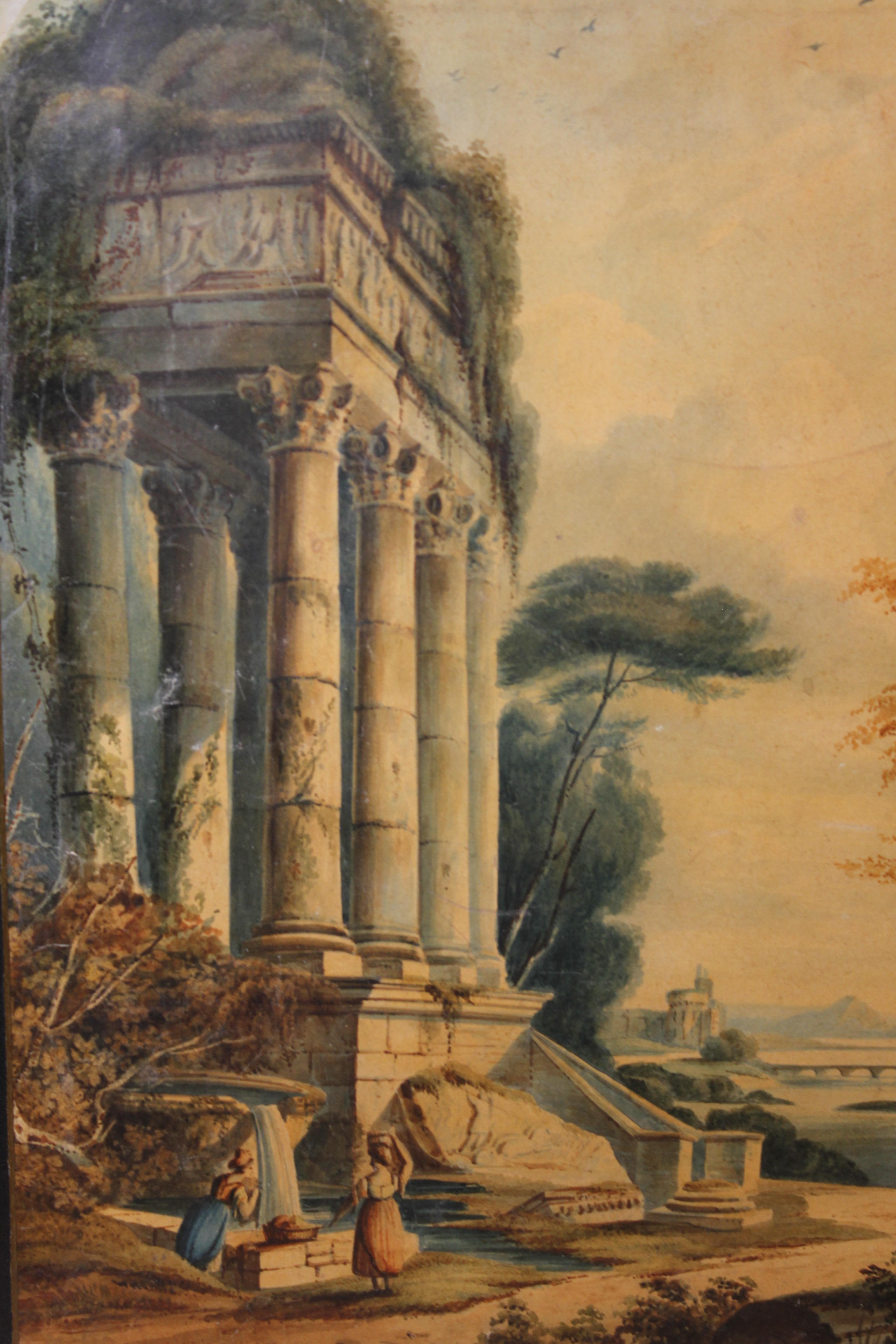 Capriccio Landscape View with Figures - Art by Unknown