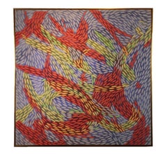 "Atitlan" Primary Color Pointillism Swirling Abstract 