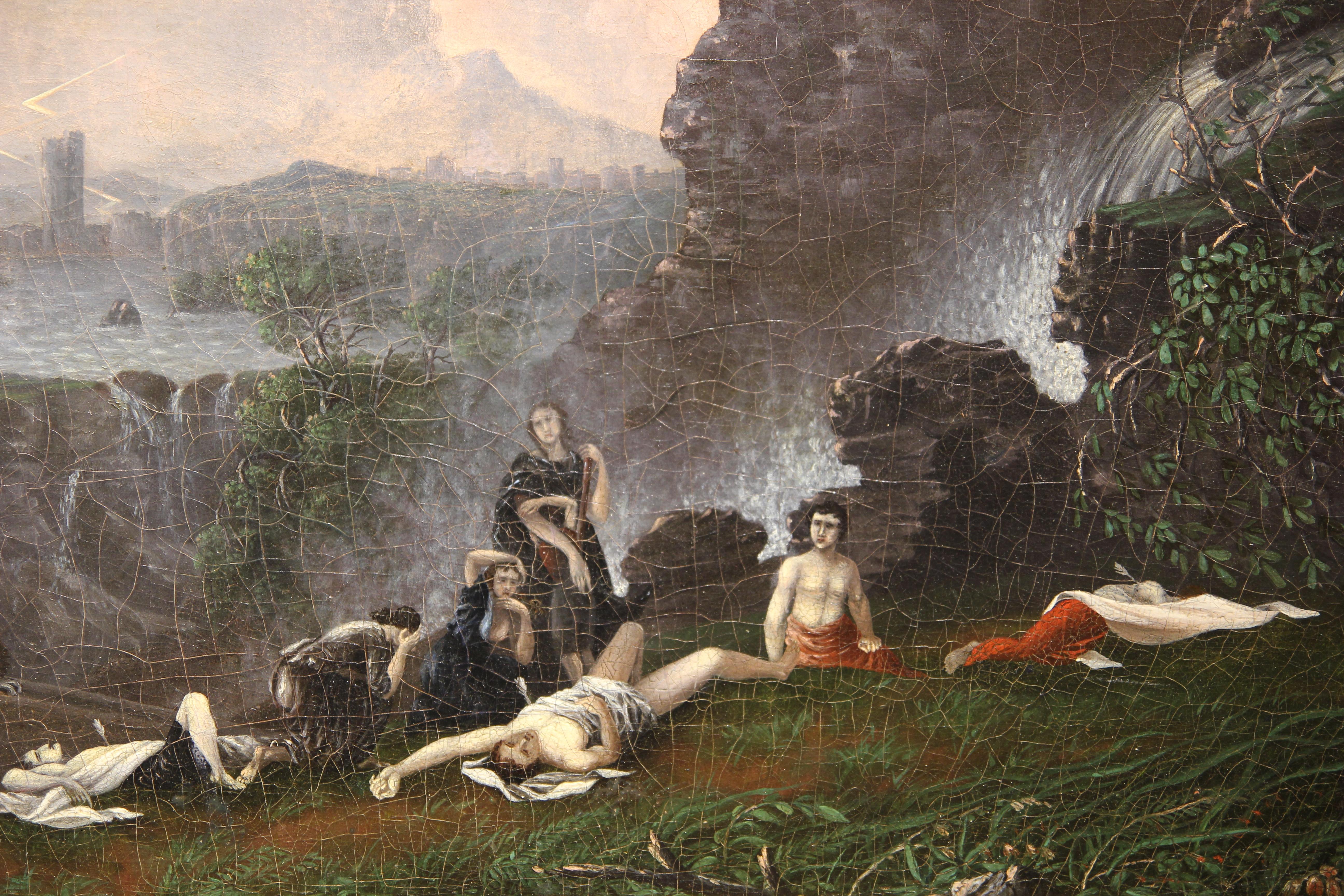 Griechisch/römisches naturalistisches Allegoriengemälde – Painting von J.J. Walshe