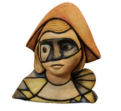Retro "Picasso Son 1927" Bust Sculpture of Young Boy in Harlequin Costume