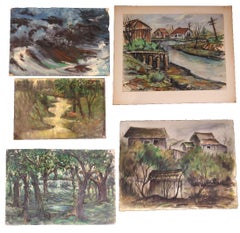 Lot of 17 James Woodruff Landscape, Abstract and Figurative Paintings