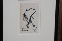 Black Abstract Ink Drawing Attributed to Joan Miro