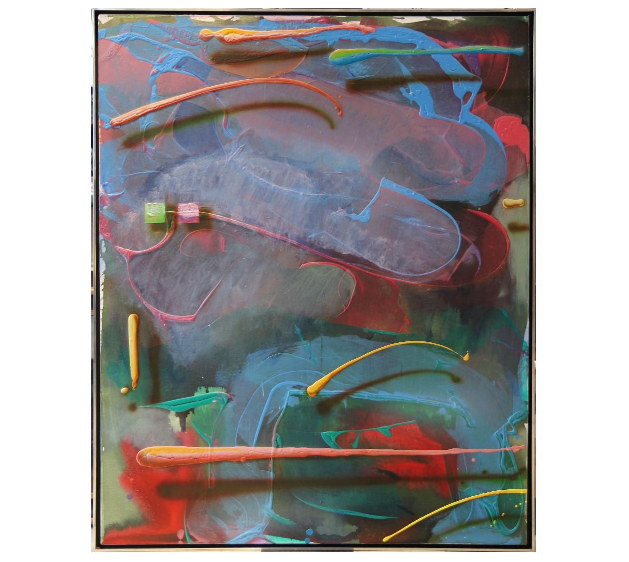 Wade Thompson Abstract Painting - "Mid-Night Journey" Abstract Expressionist Painting 