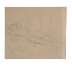 Vintage Pencil Study of a Reclining Woman